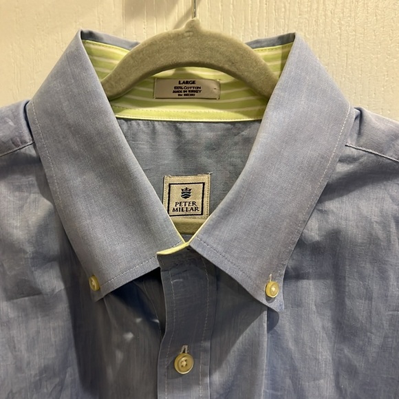 Peter Millar blue front button closure long sleeve with button cuffs size L - Picture 3 of 7